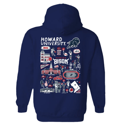 Howard University Bison Hand Sketched Artwork Cotton Fleece Women Hoodie - Vive La Fête - Online Apparel Store