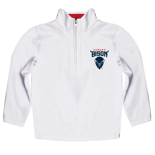Howard Bison Vive La Fete Logo and Mascot Name Womens White Quarter Zip Pullover