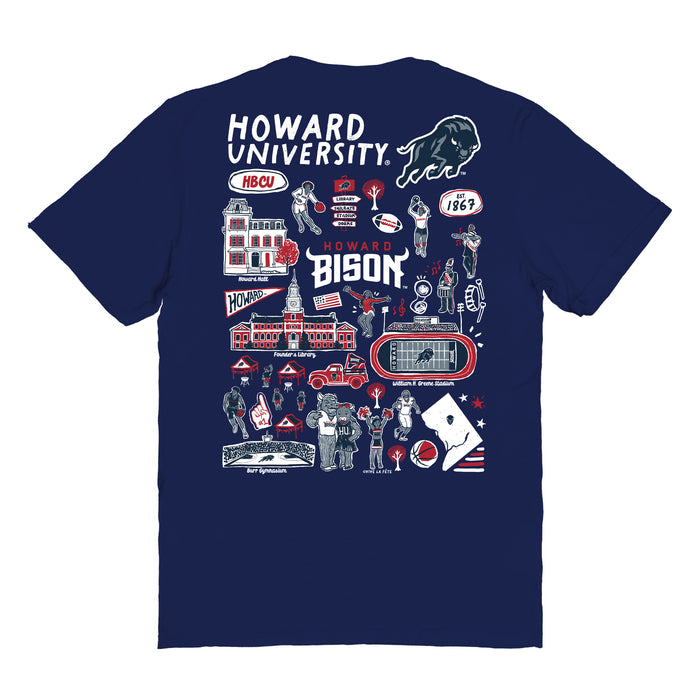 Howard University Bison Vive La Fete Impressions Artwork Womens Cotton Tshirt - Vive La Fête - Online Apparel Store