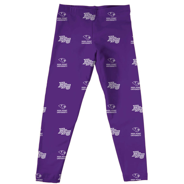 High Point Panthers HPU Vive La Fete Girls Game Day All Over Two Logos Elastic Waist Classic Play Purple Leggings Tights - Vive La Fête - Online Apparel Store