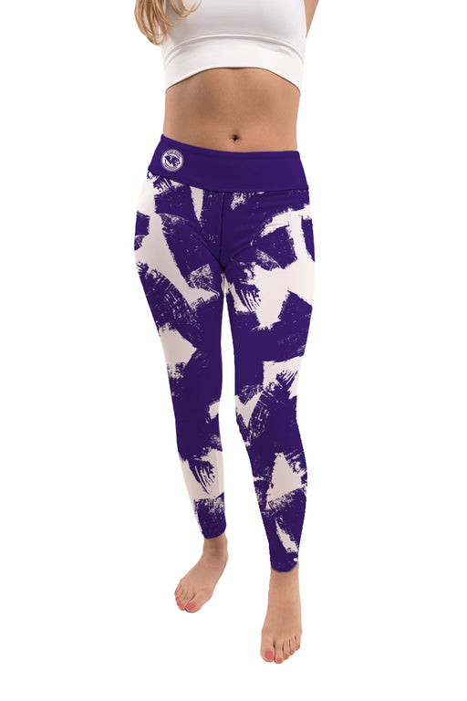 High Point University Panthers HPU Vive La Fete Paint Brush Logo on Waist Women Purple Yoga Leggings