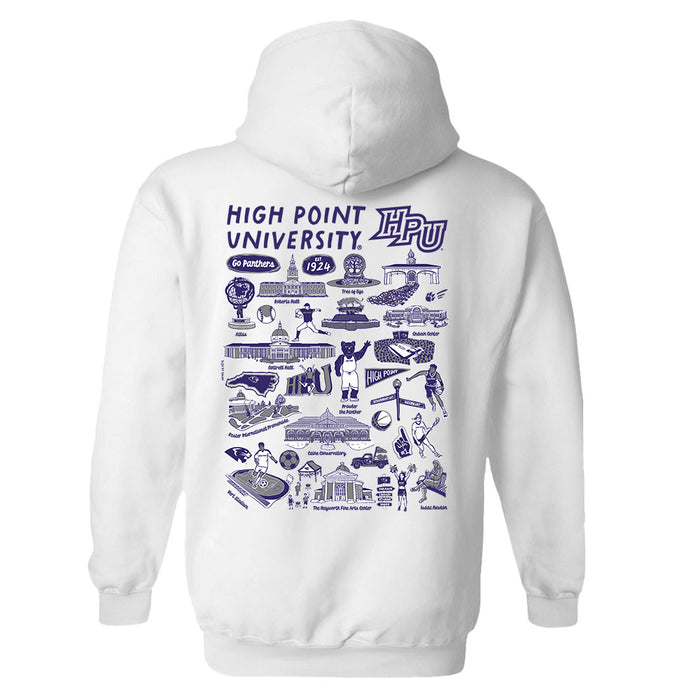 High Point University Panthers HPU Hand Sketched Vive La Fete Impressions Artwork Purple Cotton Fleece Long Sleeve Hoodi - Vive La Fête - Online Apparel Store