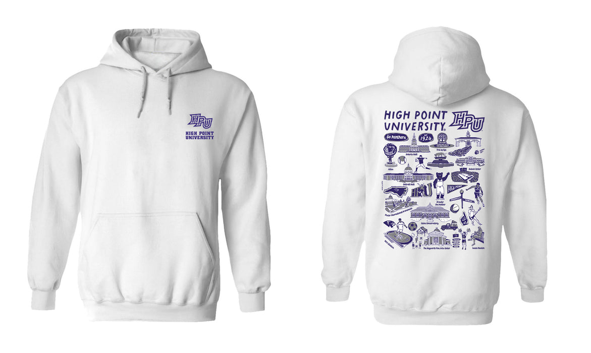 High Point University Panthers HPU Hand Sketched Vive La Fete Impressions Artwork Purple Cotton Fleece Long Sleeve Hoodi - Vive La Fête - Online Apparel Store