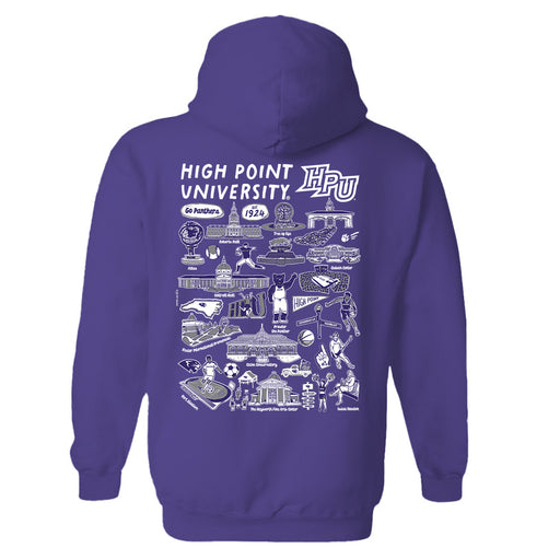 High Point University Panthers HPU Hand Sketched Vive La Fete Impressions Artwork Purple Cotton Fleece Long Sleeve Hoodi - Vive La Fête - Online Apparel Store