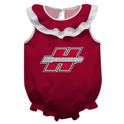Henderson State Reddies Red Sleeveless Ruffle Onesie Logo Bodysuit