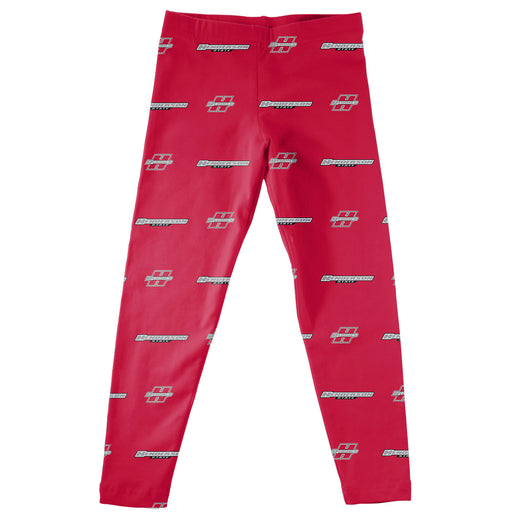 Henderson State Reddies Vive La Fete Girls Game Day All Over Two Logos Elastic Waist Classic Play Red Leggings Tights