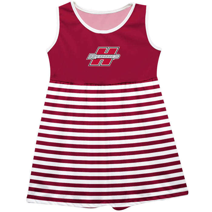 Henderson State Reddies Vive La Fete Girls Game Day Sleeveless Tank Dress Solid Red Logo Stripes on Skirt