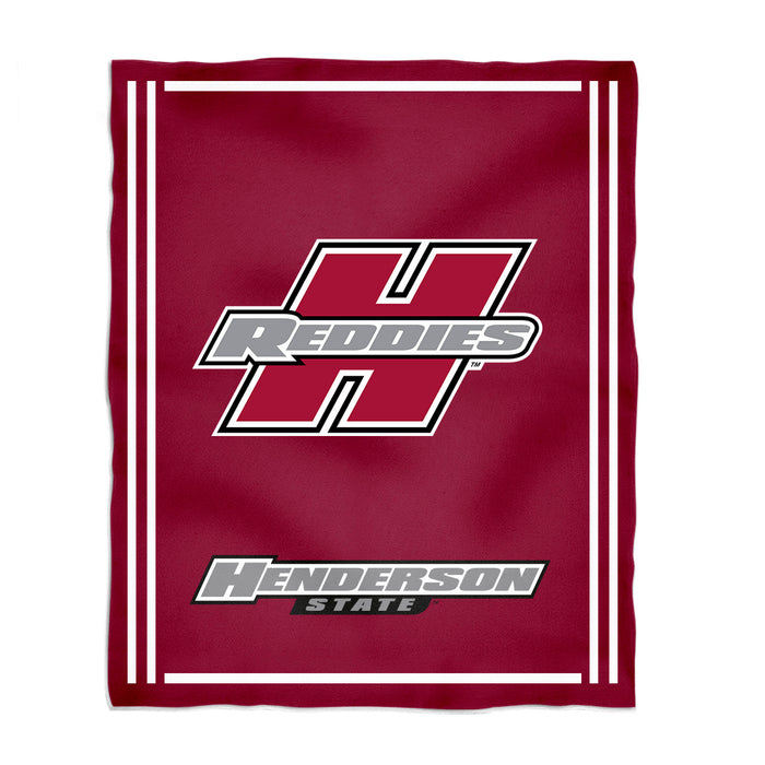Henderson State Reddies Vive La Fete Kids Game Day Red Plush Soft Minky Blanket 36 x 48 Mascot