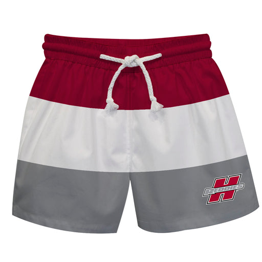 Henderson State Reddies Vive La Fete Red Stripes Swimtrunks V1