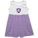 College of the Holy Cross Vive La Fete Girls White Game Day Sleeveless Tank Dress Royal Stripes on Skirt