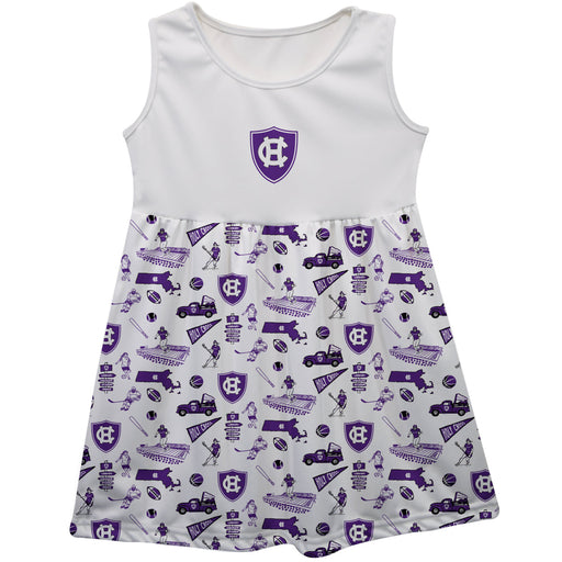 College of the Holy Cross Sleeveless Tank Dress Girls White Repeat Print Hand Sketched Vive La Fete Impressions