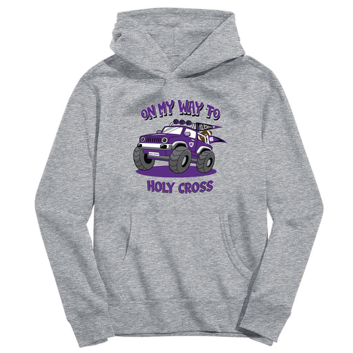 College of the Holy Cross Vive La Fete On My Way Monster Truck Grey Cotton Hoodie