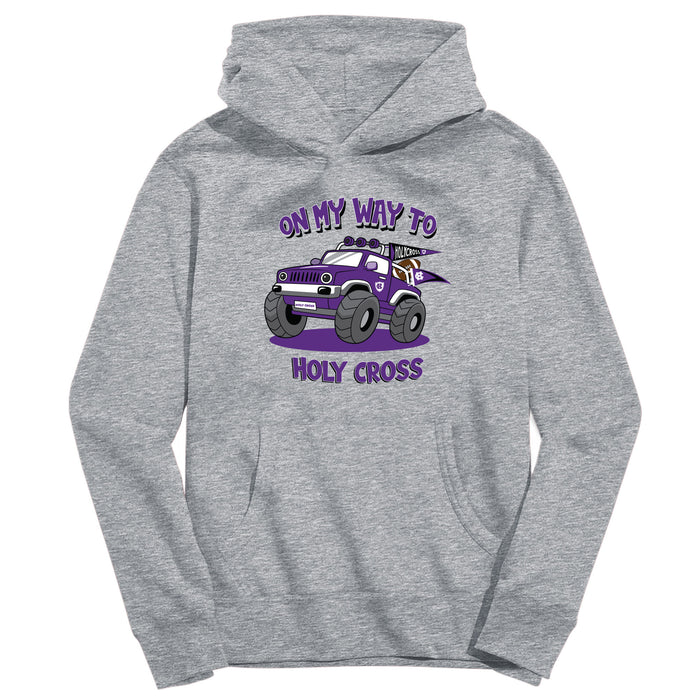 College of the Holy Cross Vive La Fete On My Way Monster Truck Grey Cotton Hoodie