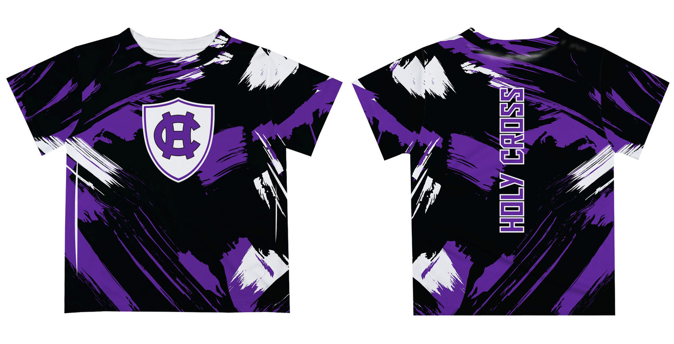 College of the Holy Cross Vive La Fete Boys Game Day Purple Short Sleeve Tee Paint Brush