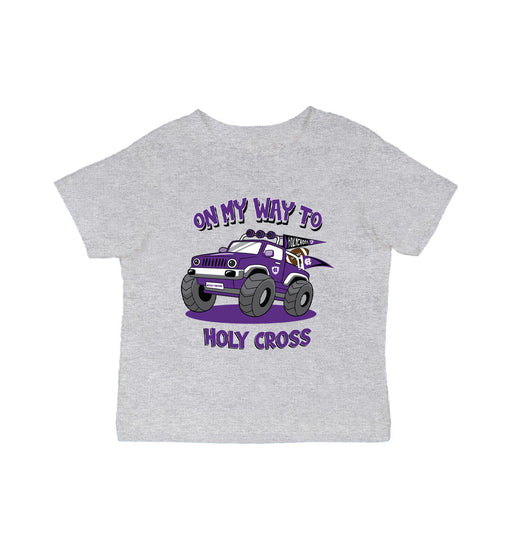 College of the Holy Cross Vive La Fete On My Way Monster Truck Grey Cotton Short Sleeve Tee