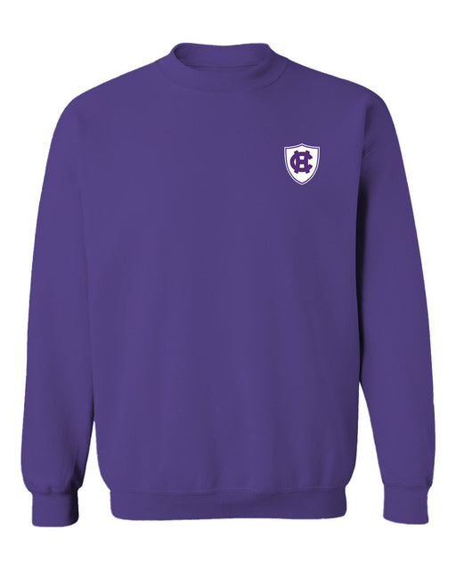 College of the Holy Cross Hand Sketched Vive La Fete Impressions Artwork Purple Crew Neck Sweatshirt for Women