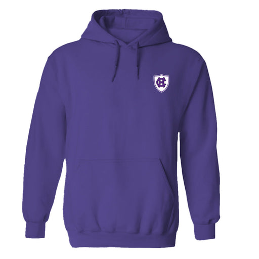 College of the Holy Cross Hand Sketched Vive La Fete Impressions Artwork Purple Cotton Fleece Long Sleeve Hoodi