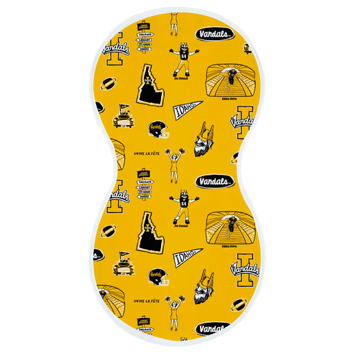 Idaho Vandals Repeat Print Hand Sketched Vive La Fete Impressions Artwork Yellow Burp Pad