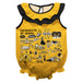 Idaho Vandals Yellow Hand Sketched Vive La Fete Impressions Artwork Sleeveless Ruffle Onesie Bodysuit