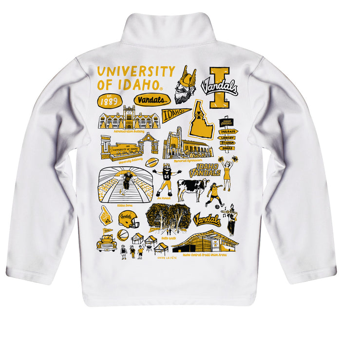Idaho Vandals Hand Sketched Vive La Fete Impressions Artwork White Boys Quarter Zip Pullover - Vive La Fête - Online Apparel Store