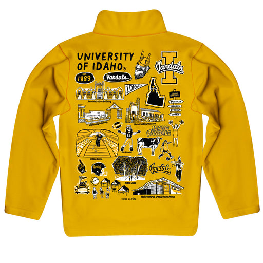 Idaho Vandals Hand Sketched Vive La Fete Impressions Artwork Yellow  Boys Quarter Zip Pullover - Vive La Fête - Online Apparel Store