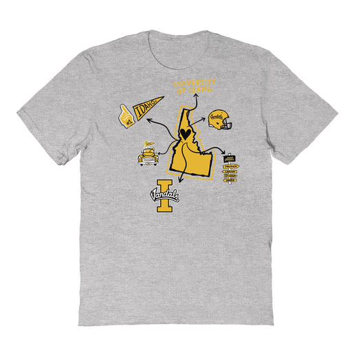 U of I Vandals Hand Sketched Vive La Fete Impressions Icones Kids Grey T-shirt