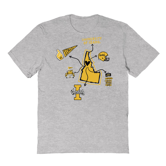 U of I Vandals Hand Sketched Vive La Fete Impressions Icones Kids Grey T-shirt