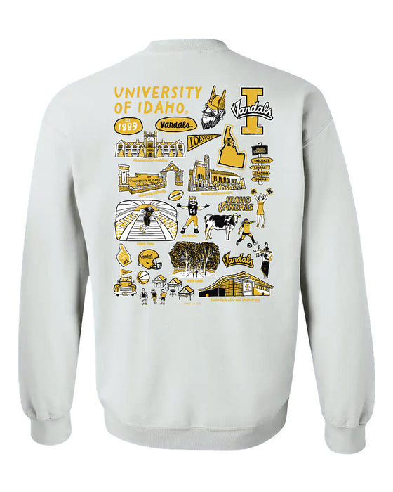 U of I Vandals Hand Sketched Artwork Black Crewneck Sweatshirt for Women - Vive La Fête - Online Apparel Store