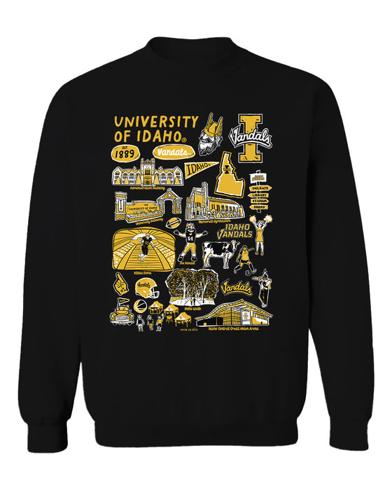 U of I Vandals Vive La Fete Impressions Black Cotton Crewneck Sweatshirt for Women