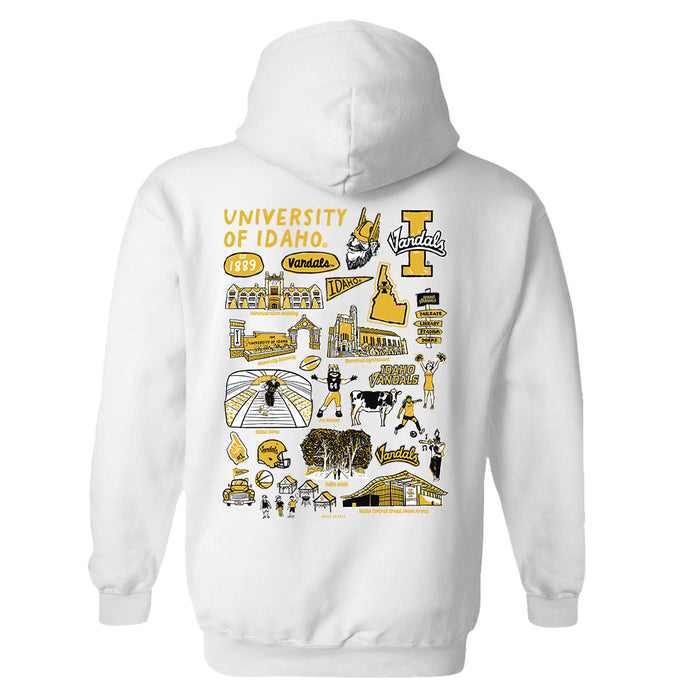 U of I Vandals Hand Sketched Artwork Cotton Fleece Women Hoodie - Vive La Fête - Online Apparel Store