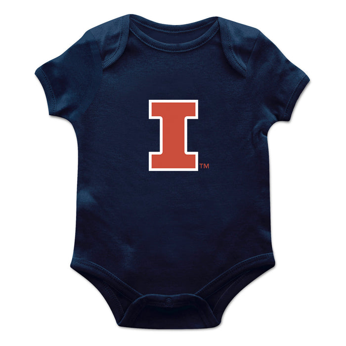  Illinois Fighting Illini Cotton Short Sleeve Bodysuit Navy