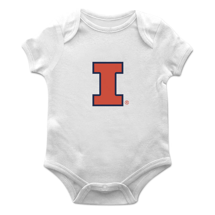  Illinois Fighting Illini Cotton Short Sleeve Bodysuit White