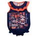 Illinois Fighting Illini  Blue Hand Sketched Vive La Fete Impressions Artwork Sleeveless Ruffle Onesie Bodysuit