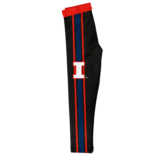Illinois Fighting Illini Vive La Fete Girls Game Day Black with Orange Stripes Leggings Tights - Vive La Fête - Online Apparel Store