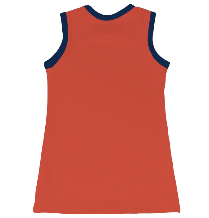  Illinois Fighting Illini Sleeveless Cheerleader A Line Dress White and Orange