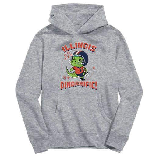  Illinois Fighting Illini Dinorrific Heather Grey Cotton Youth Hoodie