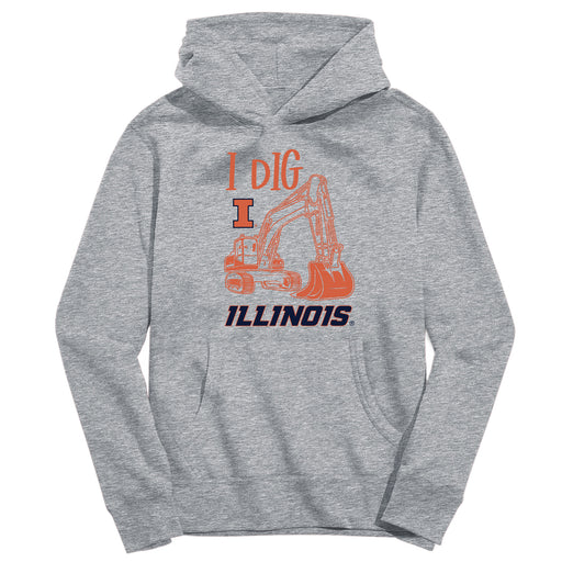  Illinois Fighting Illini Excavator Heather Grey Cotton Youth Hoodie