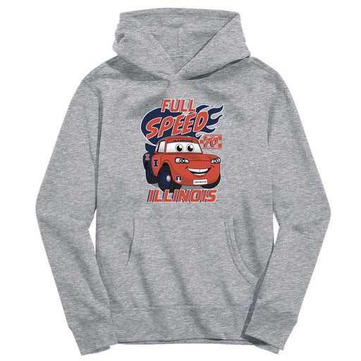  Illinois Fighting Illini Full Speed Heather Grey Cotton Youth Hoodie