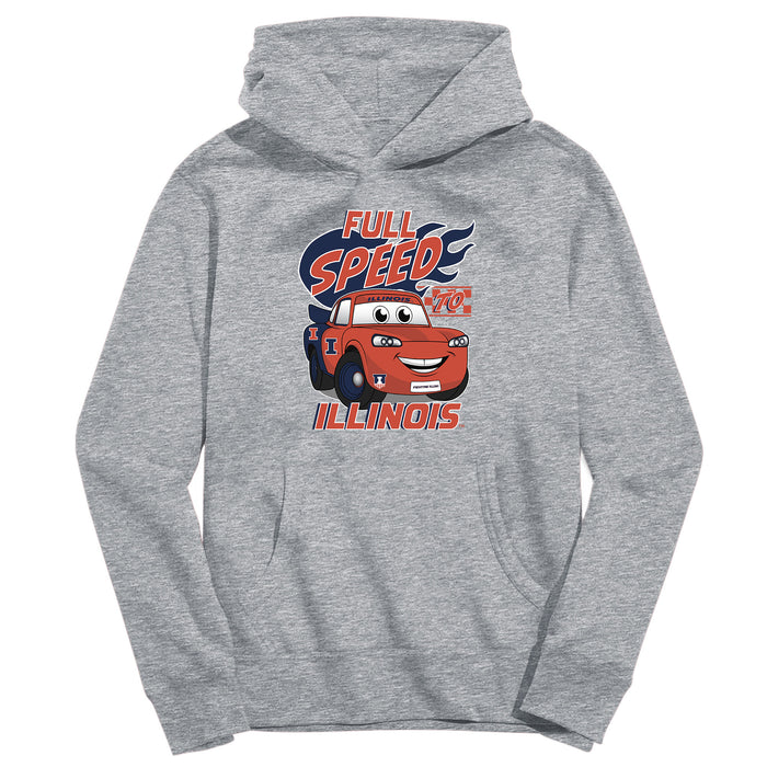  Illinois Fighting Illini Full Speed Heather Grey Cotton Youth Hoodie