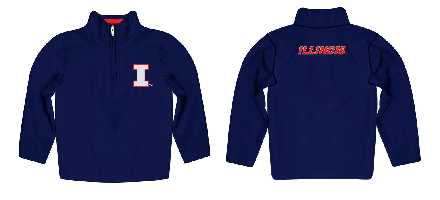 Illinois Fighting Illini Vive La Fete Game Day Navy Quarter Zip Pullover Sleeves - Vive La Fête - Online Apparel Store