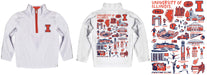 Illinois Fighting Illini Hand Sketched Vive La Fete Impressions Artwork White Boys Quarter Zip Pullover V1 - Vive La Fête - Online Apparel Store