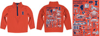 Illinois Fighting Illini Hand Sketched Vive La Fete Impressions Artwork Orange Boys Quarter Zip Pullover V1 - Vive La Fête - Online Apparel Store