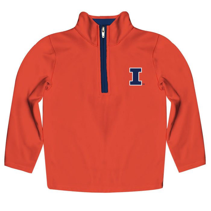 Illinois Fighting Illini Hand Sketched Vive La Fete Impressions Artwork  Orange Quarter Zip Pullover V1