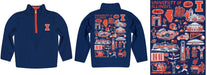 Illinois Fighting Illini Hand Sketched Vive La Fete Impressions Artwork Blue Boys Quarter Zip Pullover V1 - Vive La Fête - Online Apparel Store