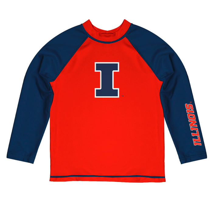 Illinois Fighting Illini Vive La Fete Logo Orange Long Sleeve Raglan Rashguard