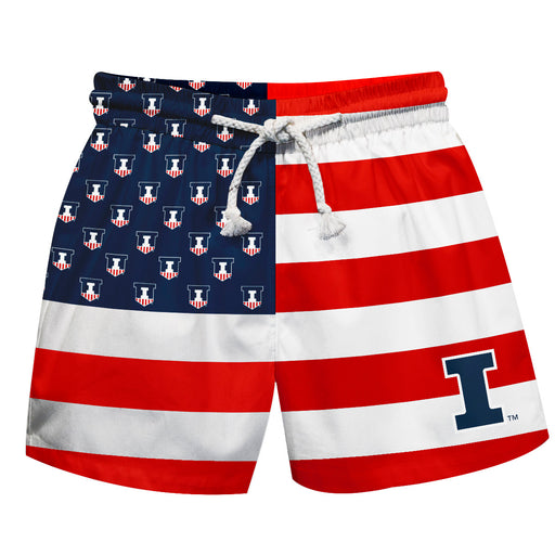 Illinois Fighting Illini Vive La Fete Game Day Orange Flag Swimtrunks V1