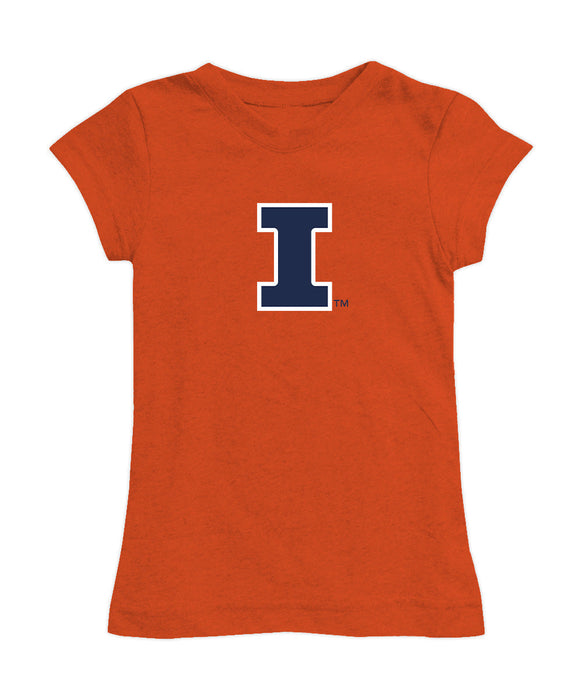  Illinois Fighting Illini Girl´s Fitted Cotton T-shirt Orange