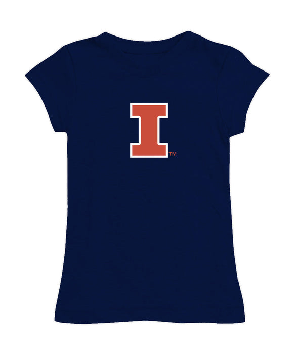  Illinois Fighting Illini Girl´s Fitted Cotton T-shirt Navy
