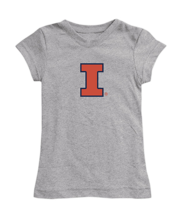  Illinois Fighting Illini Girl´s Fitted Cotton T-shirt Grey