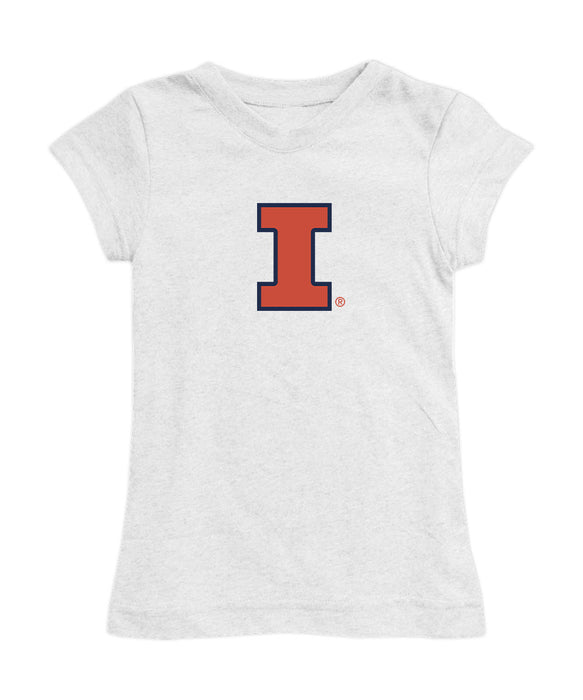 Illinois Fighting Illini Girl´s Fitted Cotton T-shirt White